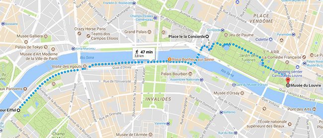 Paris in a day map