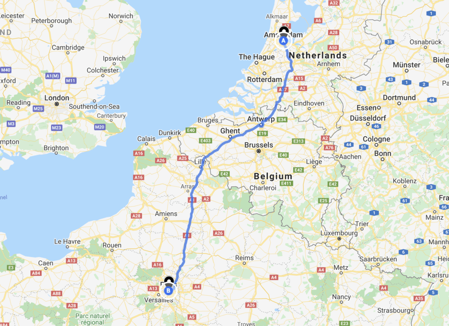 travelling from paris to amsterdam