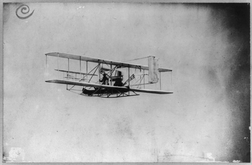 Wilbur Wright in flight from Governor's Island