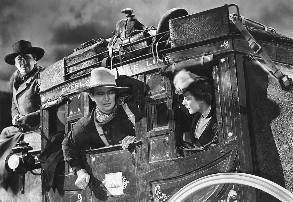 Promotional still from the 1939 film Stagecoach, published on the front cover of National Board of Review Magazine