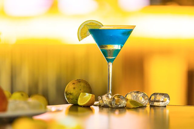 Blue colored cocktail