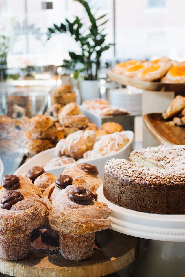 A selection of pastries on display