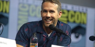 Ryan Reynolds speaking at the 2018 San Diego Comic Con International, for "Deadpool 2", at the San Diego Convention Center in San Diego, California.