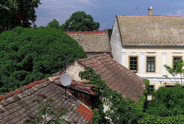 A picture of old houses' roofs in Szentendre