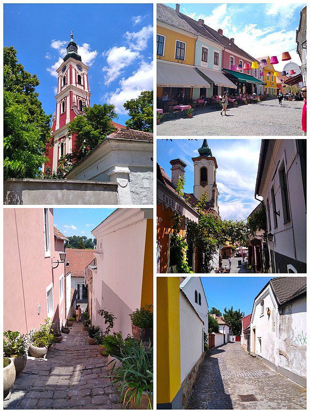 A picture of a montage-like presentation of the sights of Szentendre