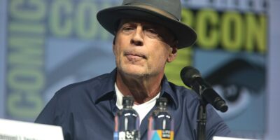 Bruce Willis speaking at the 2018 San Diego Comic Con International, for "Glass", at the San Diego Convention Center in San Diego, California.