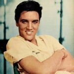 Portrait of Elvis Presley printed at the time he was leaving to join the army.