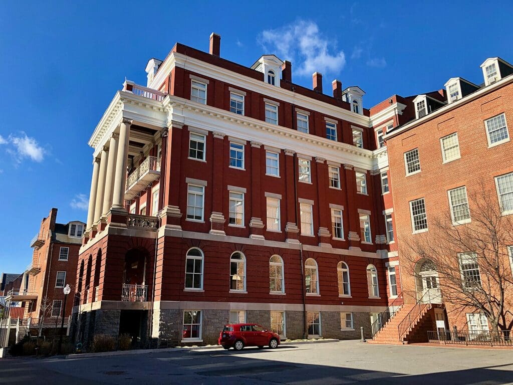 Ryan Hall, Georgetown University, Georgetown, Washington, DC (center); Maguire Hall (right)