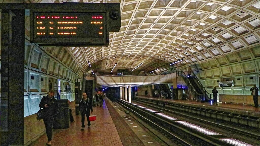 Metro stations, inside and outside in Washinton D.C.