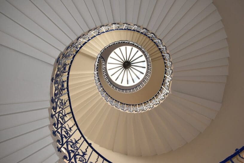 White concrete spiral staircase