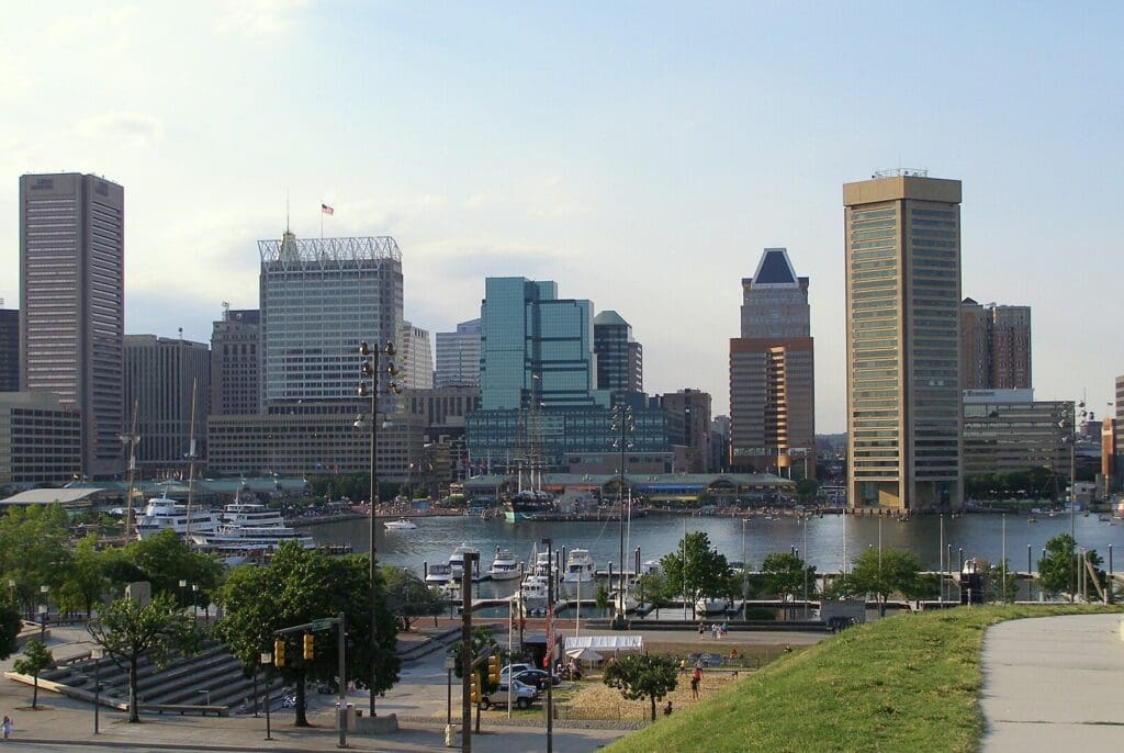 Baltimore skyline from Federal Hill Park