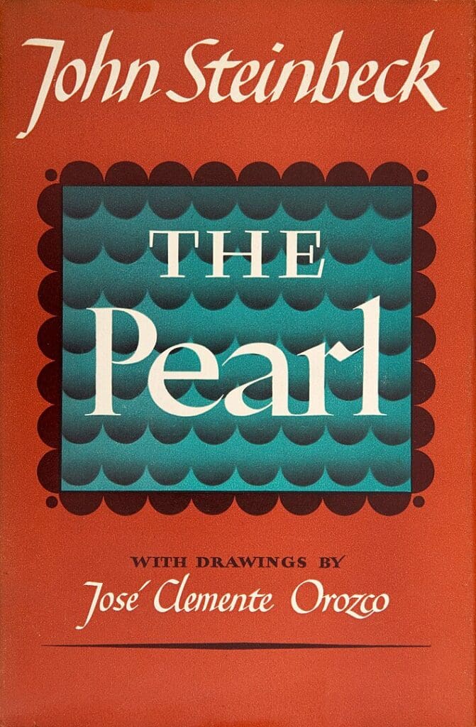 First-edition dust jacket cover of The Pearl (1947) by the American author John Steinbeck.