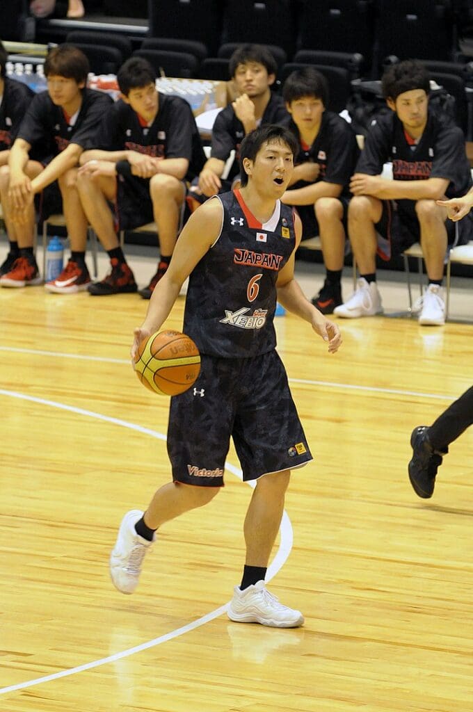 Shin Hiejima, member of Japan's men's basketball team. At Xebio Arena Sendai.