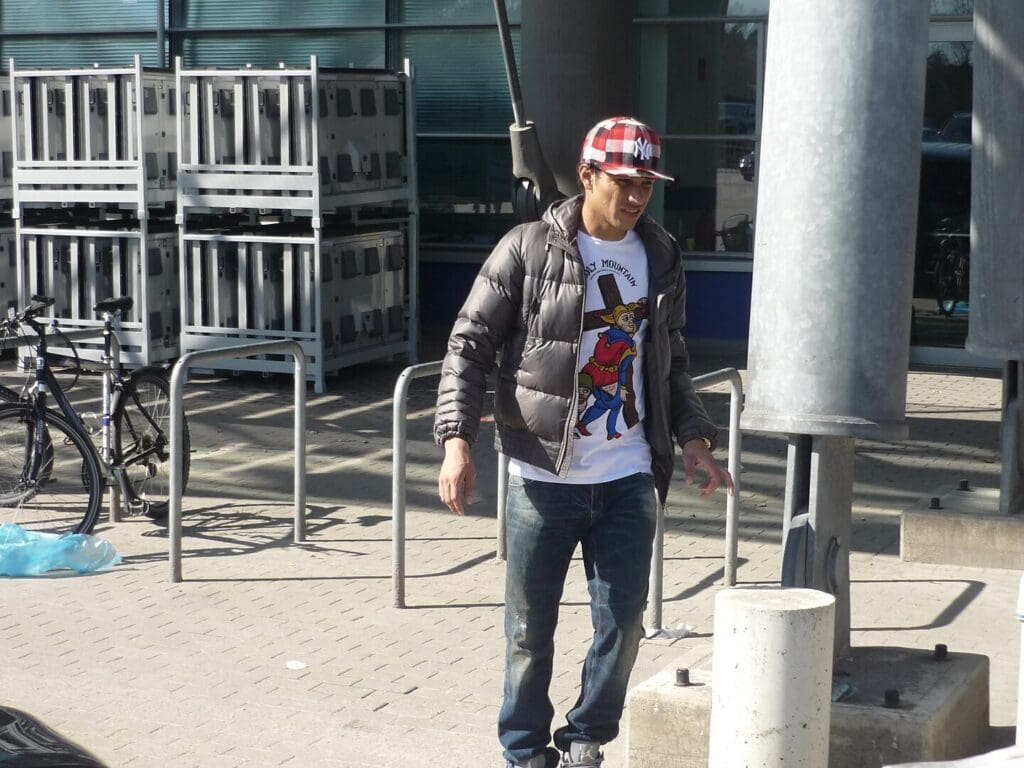 Paolo Guerrero outside the Imtech Arena in Hamburg, Germany