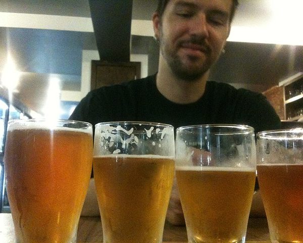 Beer glasses filled up for tasting