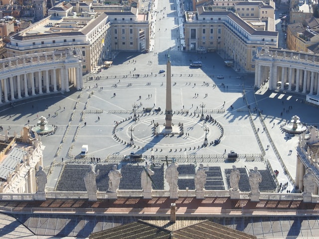 View of St Peter’s Square from the roof of the basilica.