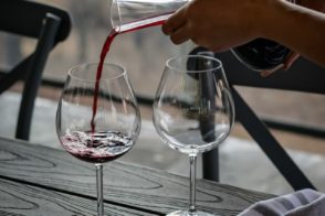 Pouring wine from decanter