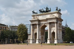 Porta Sempione, a city gate of Milan, Italy